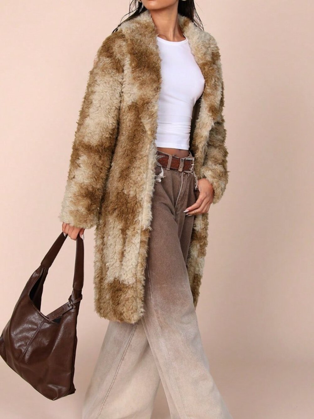 Khaki Casual Women's Fluffy Coats